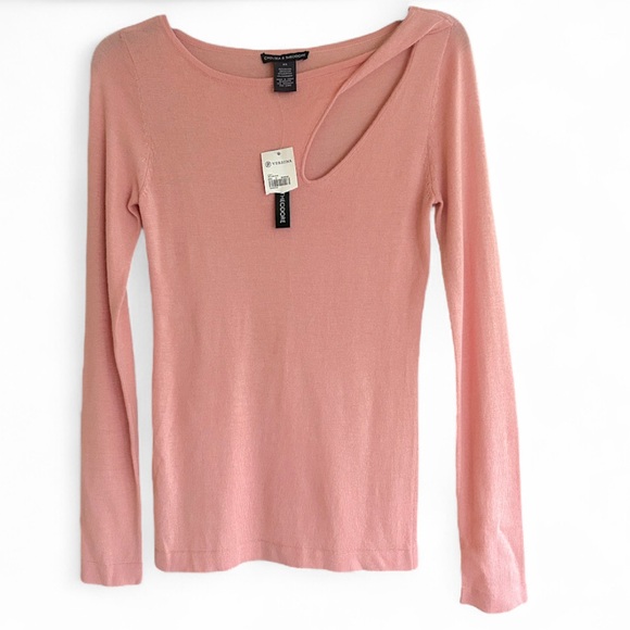 Chelsea & Theodore Sweaters - NWT CHELSEA & THEODORE Cashmere Blend Pink Asymmetrical Cutout Cozy Sweater | XS